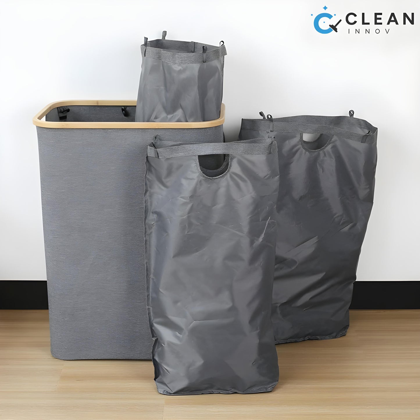 Panier à Linge avec Couvercle et 3 Sacs Amovibles 100L